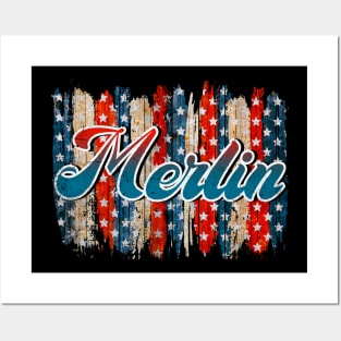 Retro Pattern Merlin 80s 90s Birthday Vintage Style Posters and Art